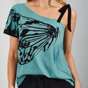 NWOT Tie Shoulder Butterfly T-Shirt